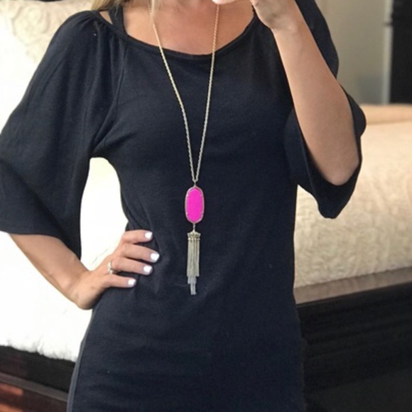 Michael Stars long black tunic top - Picture 3 of 7